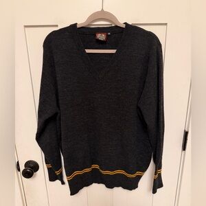 HARRY POTTER GRYFFINDOR SCHOOL SWEATER Wool Blend Size Men Medium Gray V-Neck